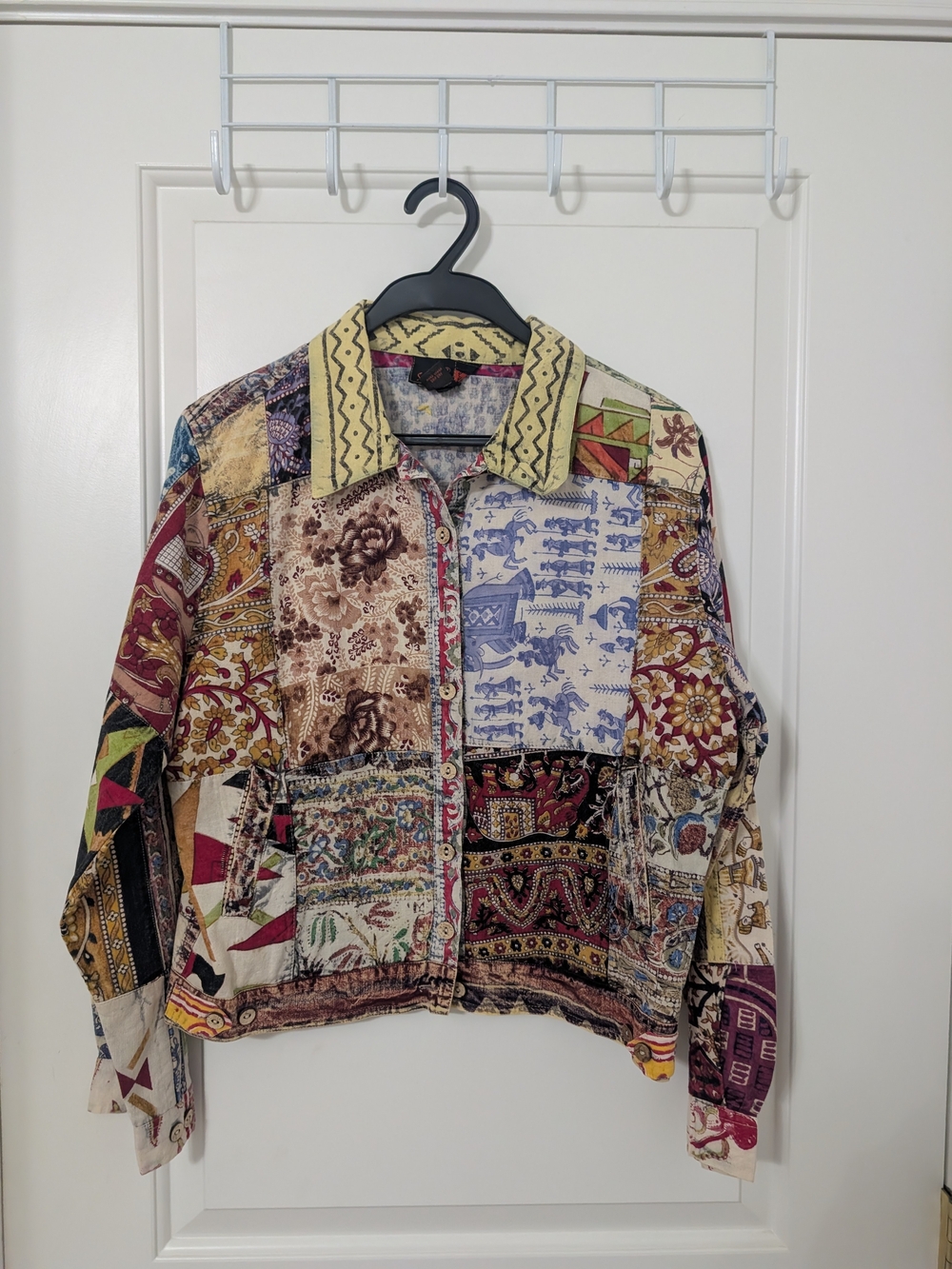 Vintage Sacred Threads Patchwork Boho Button Front Jacket Top S/M